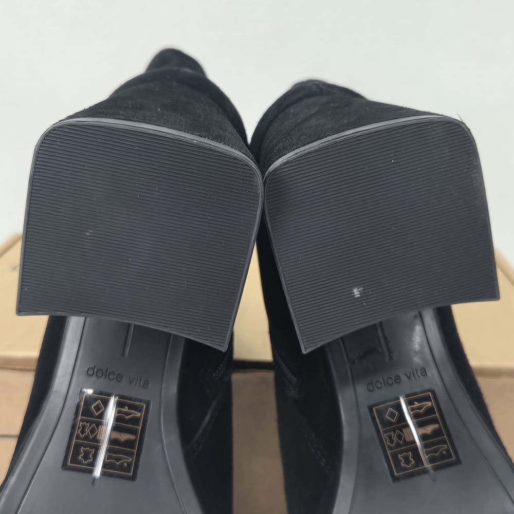 Dolce Vita Gracey Black Suede Leather Platform Block Heeled Boots Size 7.5 7 1/2 - Picture 6 of 16